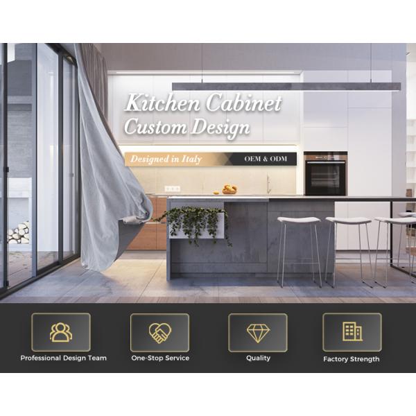 Luxury Simple House Furniture , Black Veneer Waterproof Kitchen Cabinet