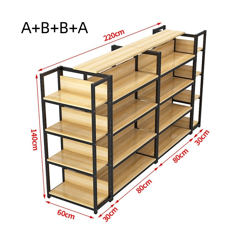 4-Layer Adjustable Supermarket Shelves Black Painted Metal Retail Racks with Mobile Heavy Duty for Tools Garage Food Storage