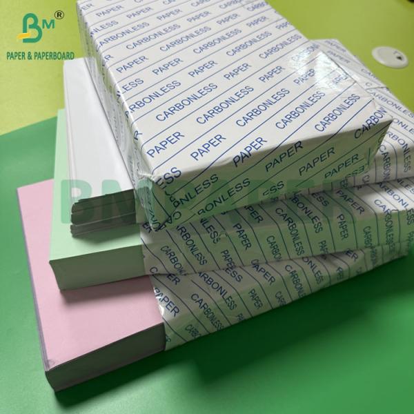 55 - 80gsm Carbonless CF Paper For Receipts Light Pink Green Blue Yellow Colored Sheets 55 - 80gm Carbone sans papier CF pour les reçus Feuille de couleur rose clair vert bleu jaune