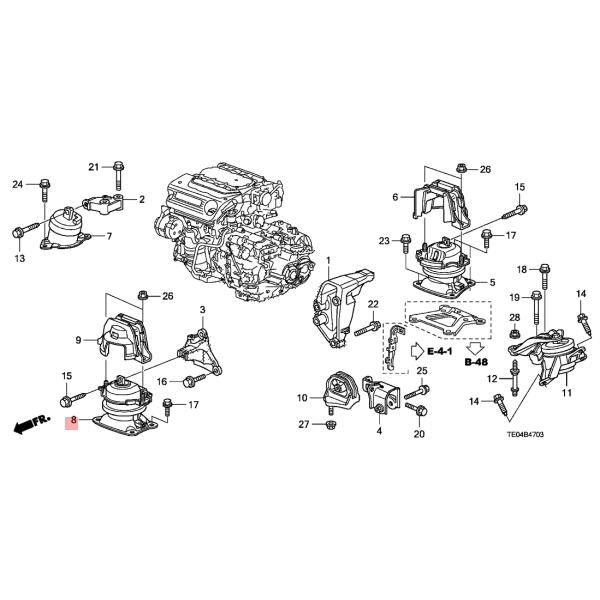 3.5 L V6 Engine Mount Rubber Car Parts 2008 2009 Honda Accord Transmission Mount