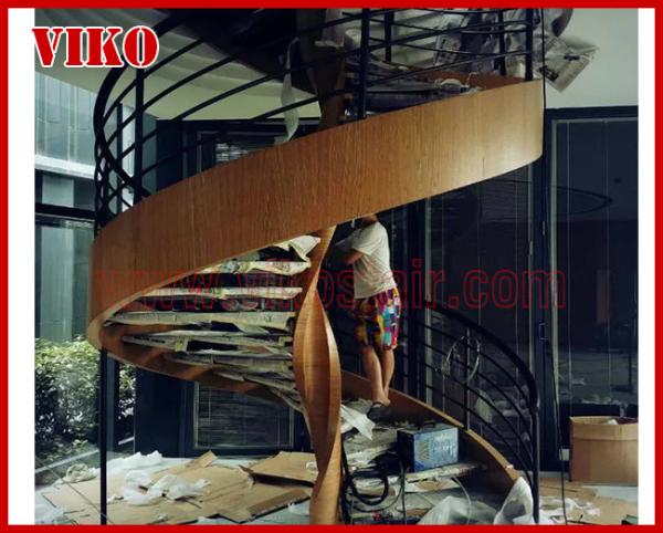 Spiral Staircase VH21S   Aluminum Tread Beech  304 Stainless Steel Stainless Steel Stair  Handrail Railing Glass