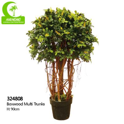 Topiary 90cm artificial vivo do buxo exterior com o multi tronco da natureza