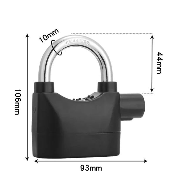 Wholesale Plastic siren alarm padlock 110db anti-theft heavy duty key padlock motorcycle alarm padlock