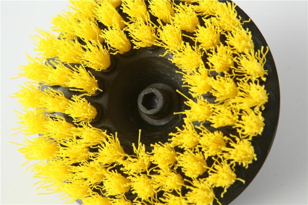 Yellow color medium bristle hardness  5 diameter car carpet cleaning drill brushes