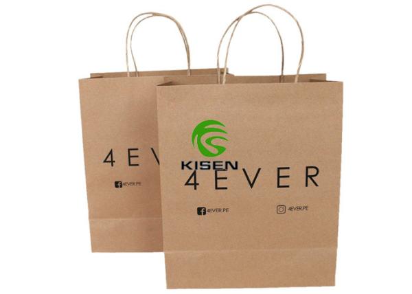 Portable Rope Handle Carrier Bags , Folded Plain White Paper Bags With Handles