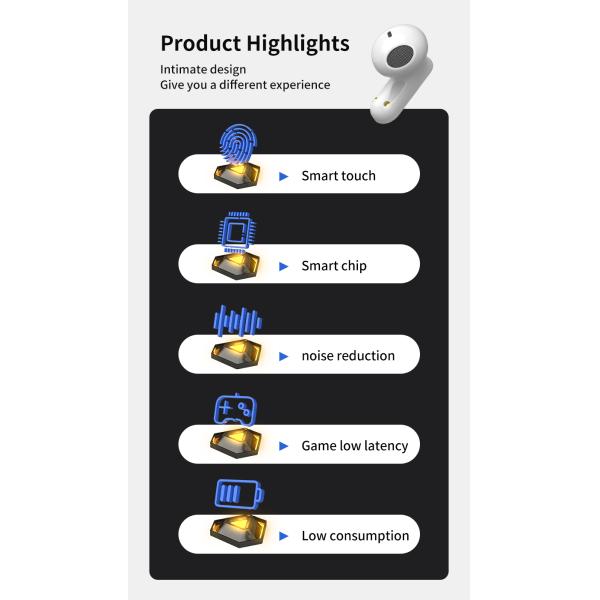 Low Latency Super Bass Stereo Wireless Earphones for PC and Travel In-Ear Sports Ready