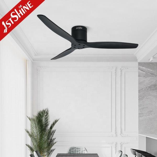 1stshine Ventiladores de teto de baixo perfil Lâmina de madeira maciça preta Timer Incluído tamanho 52 