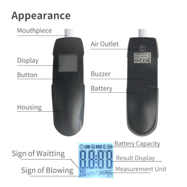 OEM 500 Blowing Times Fuel Cell Breathalyzers 1.54 Inch LCD Personal Alcohol Tester
