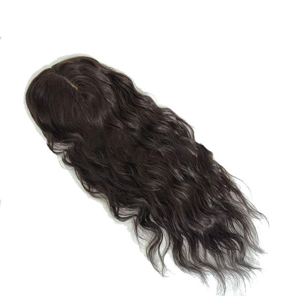 High Density European Free Part Silk Top Base 1B Real Remy Raw Hair Toupee Wig Pieces Toppers for Women