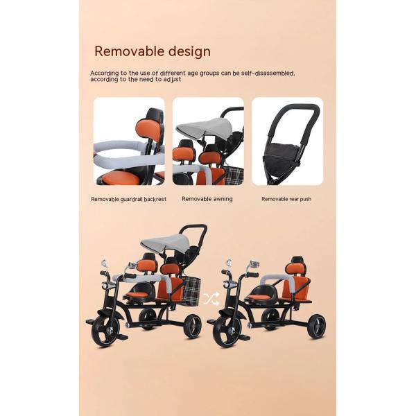 2-6 лет Дети трехколесный велосипед Двухместный трехколесный велосипед с легкой музыкой