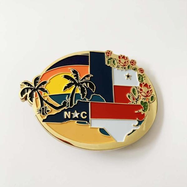 Custom Zinc Alloy and Brass Belt Buckle with Soft Enamel Finish for Personalized Logo Design