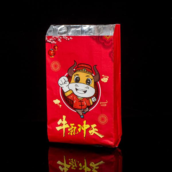 Custom Greaseproof BBQ Packaging Takeaway Insulated Aluminum Foil Kraft Paper Bag with Logo