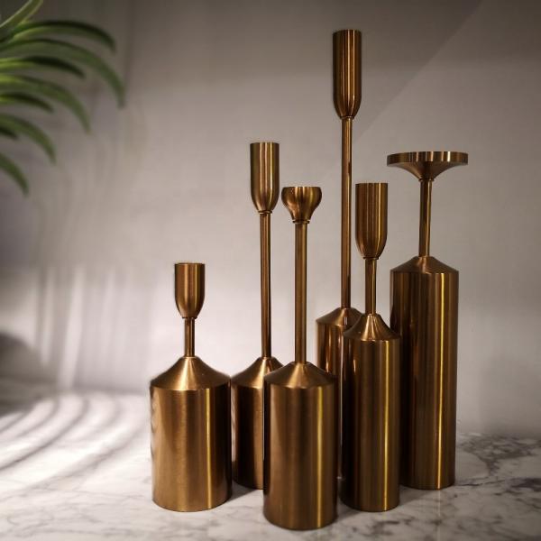 Golden Lighthouse Long Stem Metal Candle Holder For Home Decoration