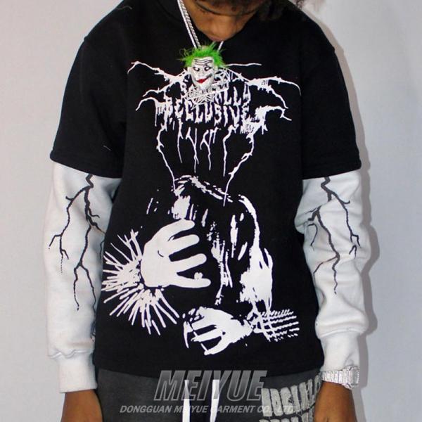 Logotipo de impresión de pantalla personalizado doble capa manga larga 100% de algodón camiseta de entrenamiento ropa callejera de hombres suéter de gran tamaño camiseta para hombres