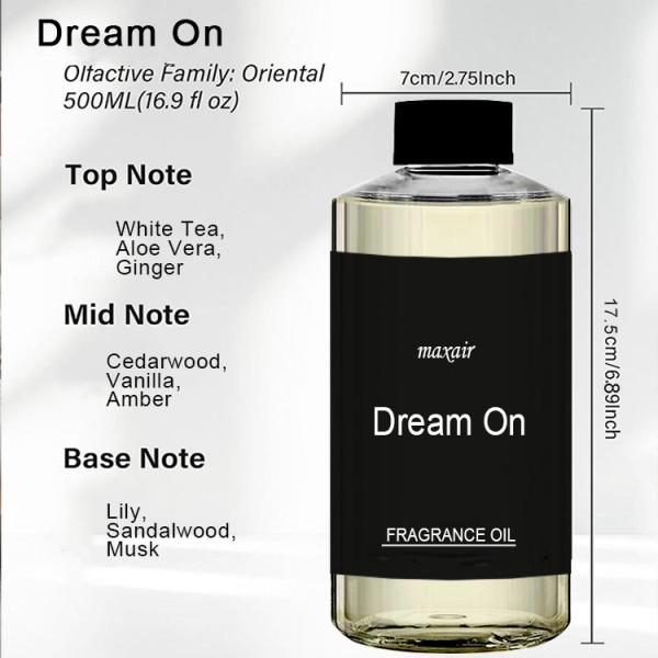 Dream On Hotel Fragrance Oil Collection Natural White Tea Cedarwood and Sandalwood Essences for a Relaxing Experience