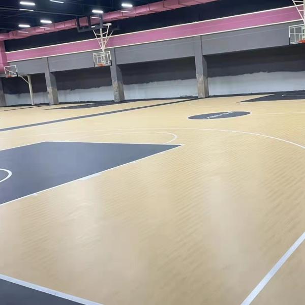 Shock Absorption SPU Wooden Texture Basketball Court Surfaces for Indoor Outdoor