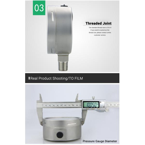 ZG1/2 Thread Y100BF Pressure Gauge 400bar 1.6% 2.5% Gas Manometer with 100mm Diameter