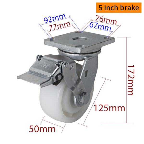 125mm Castor Wheels , 5 Inch Heavy Duty Swivel Casters With Brake