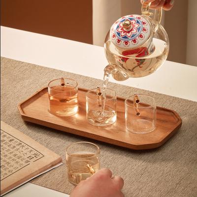 Ready To Ship In Stock Customized Glassware Teapot Set With Ceramic Inner Container One Teapot And Four Cups