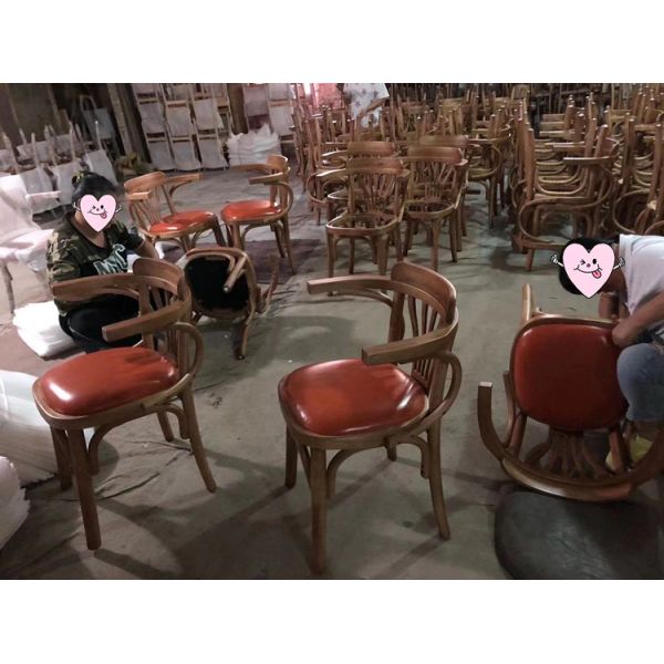 Events Rattan Cushion Farmhouse Wooden Comfortable Back Chairs