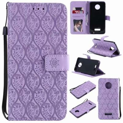 Moto Z Force Leather Protective Case with Flower Embossed Pattern