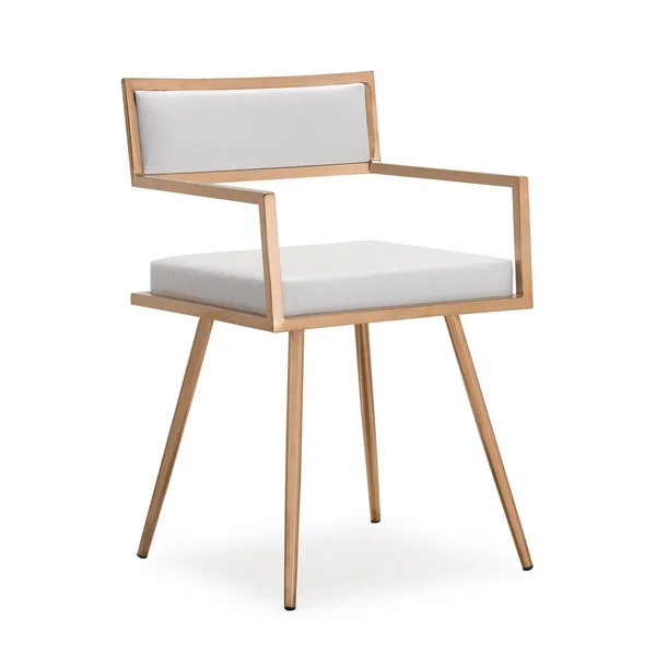 Unique rose gold stainless steel dining chair PU leather upholstery armrest chair for living room