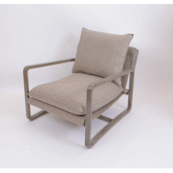 Hotel Bedroom Solid Oak Wood Lounge Chair Stainless Steel Base