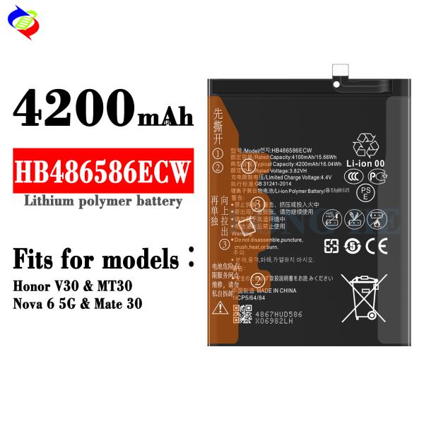 HB486586ECW Batería de polímero de iones de litio para Huawei Honor V30 Mate 30 Nova 6 5G P40 Lite Negro