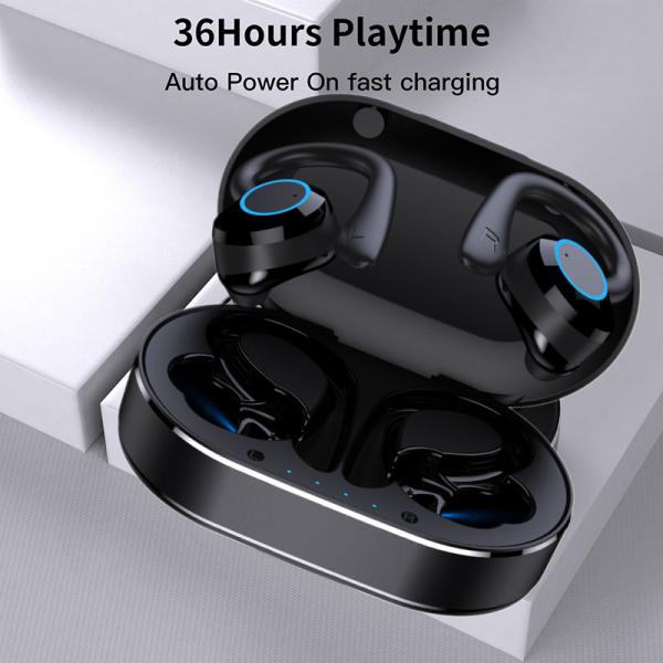 BT V5.30 TWS Stereo Gaming Headset Black Color Sport Ear Hook Earbuds