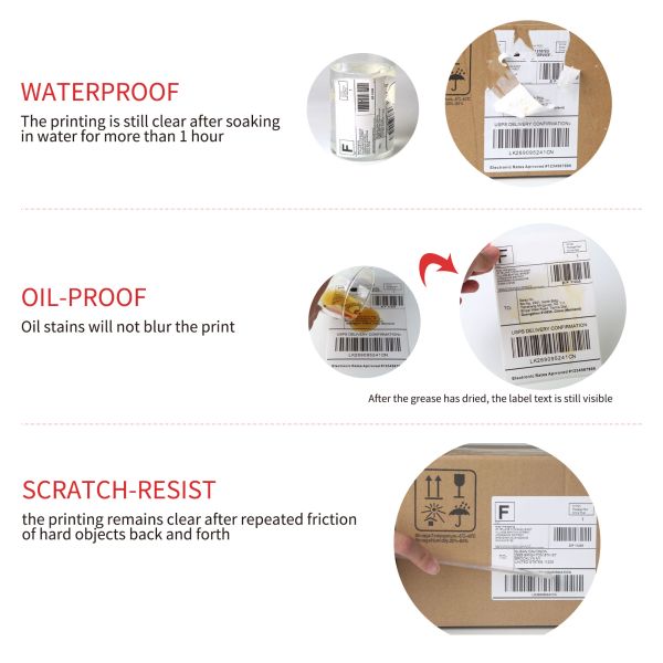 Waterproof Thermal Shipping Labels 100x150mm White Direct Thermal Stickers