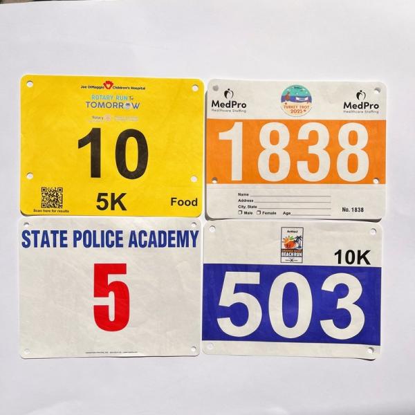 Rectangular Tyvek Race Bib Números Impreso en pantalla Durable