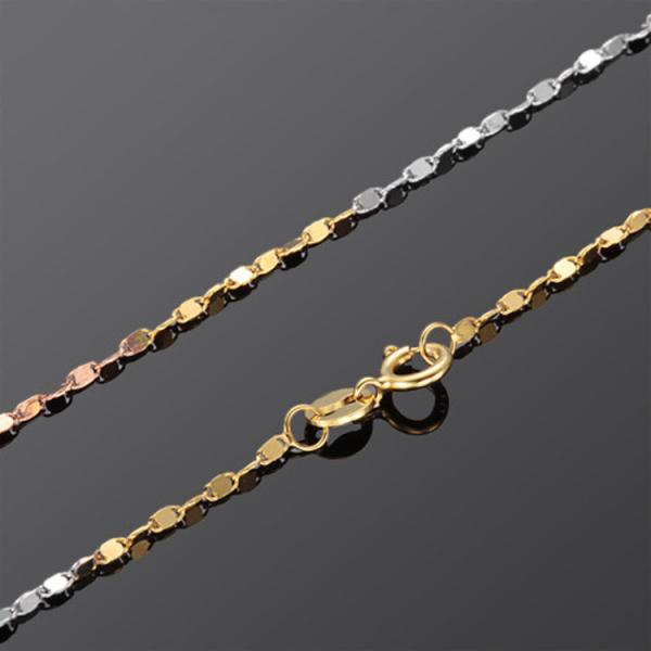 18K Yellow Rose White Tone Gold Twist Link Chain Necklace 18 inches (NG0110)