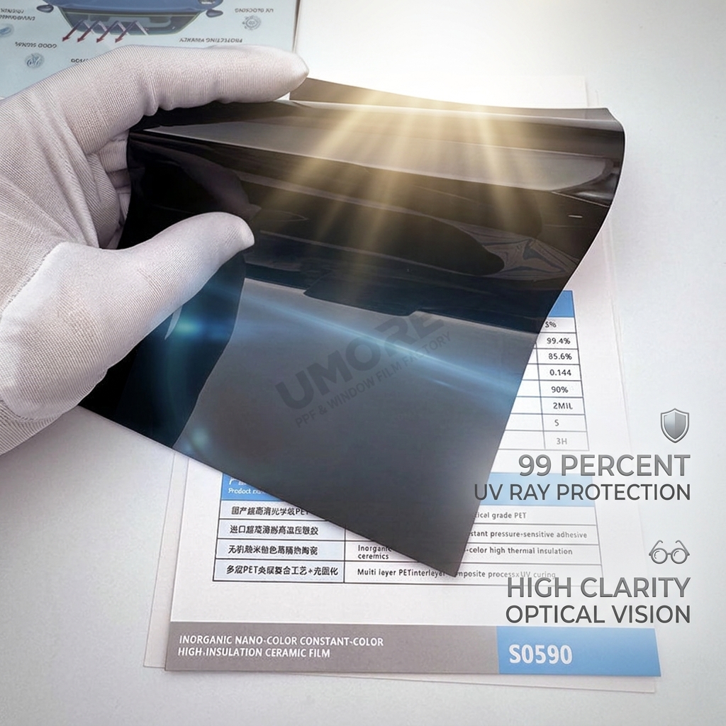 Windshield Solar Film High Clear Vision 99% UV Blocking Windshield Protective