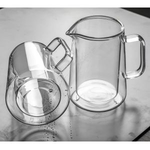 Customized Insulated Borosilicate Glass French Press Pot Heat Resistant Double