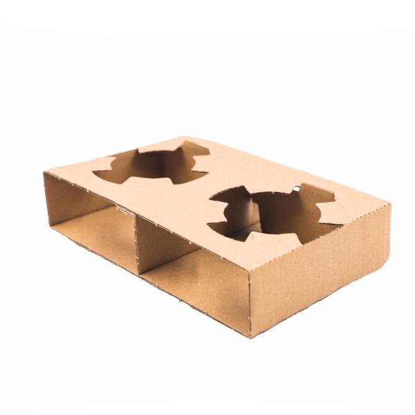 Disposable Cup Holder for Hot or Cold Drinks 2cups 4 Cups Drink Carrier with Handle Kraft Paperboard Coffee Cup Holder