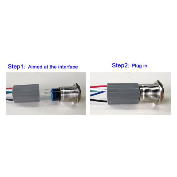 19mm Push Button Switch Socket Connector Flame Retardant 5 Pin 30cm Wire Pigtail