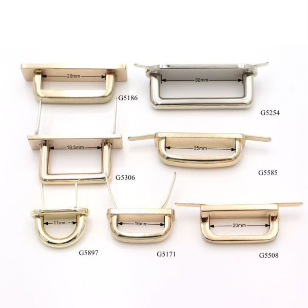 Mirror Silver Zinc Alloy Bridge D Ring With Square Base Plate Hasp Plate D Buckle For Handbag Padlock