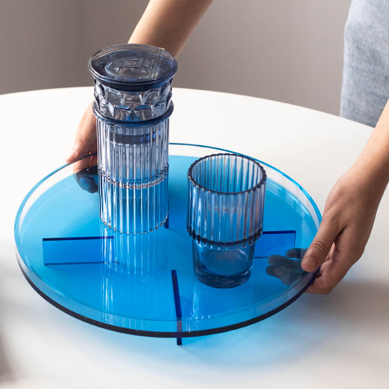 Modern Nordic Acrylic Round Tray Creative Home Living Room Coffee Table Cup Tray Storage Multifunctional Injection Design