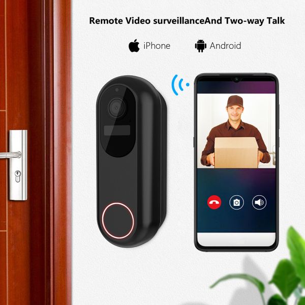 10000mAh Battery Smart Home Security Package 5GHz Dual Band 3mp WiFi Doorbell Camera