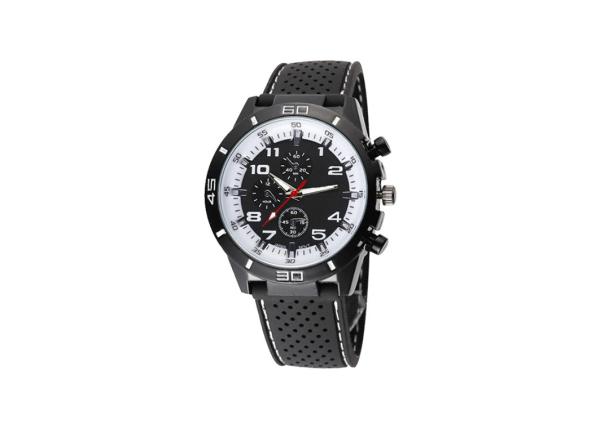 Silicone Strap Stainless Steel Chronograph Watch Black 100 M Water Resistant