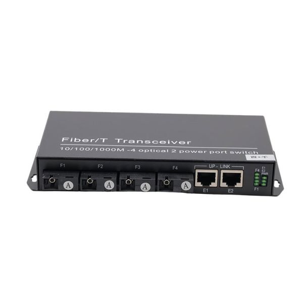 10/100Mbps Fiber Switch 4 SC Fiber Ports 2 RJ45 Ports Gigabit Uplink
