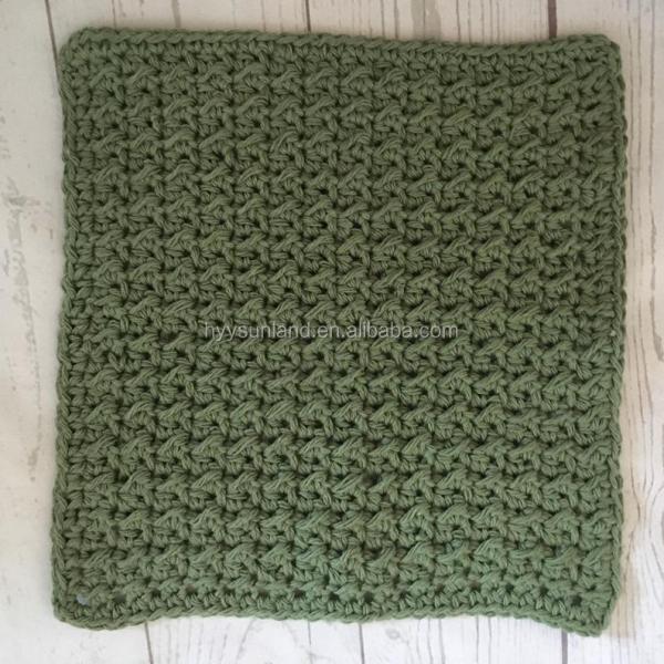 Y-F Kitchen Crochet Wash Cloth 100% Cotton Eco Friendly 3pk 9x9 Knitted Wash Dish Cloths