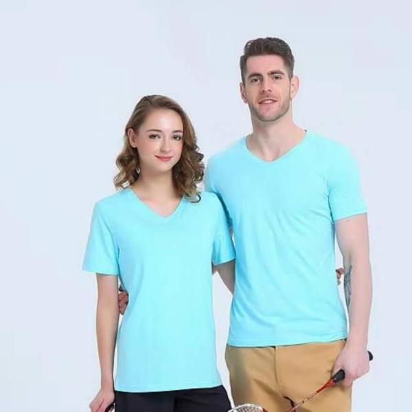 V neck Customized logo printed T-shirt 200g 100% combed cotton