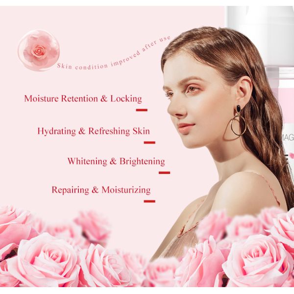 Factory Wholesale Custom Private Label Rose Serum Water Pore Shrinking Moisturizing Spray Prevent Makeup Getting Stuck Free