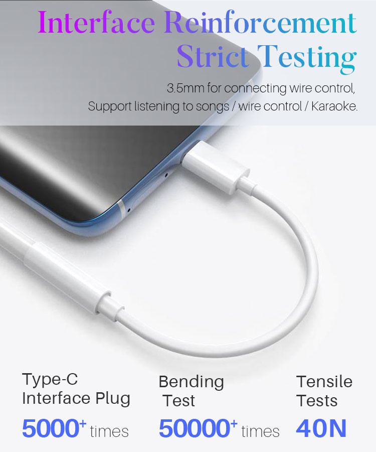Type‑C to 3.5mm Audio Jack Adapter Cable, USB‑C to 3.5mm Headphone Aux Dongle for Music Call Karaoke