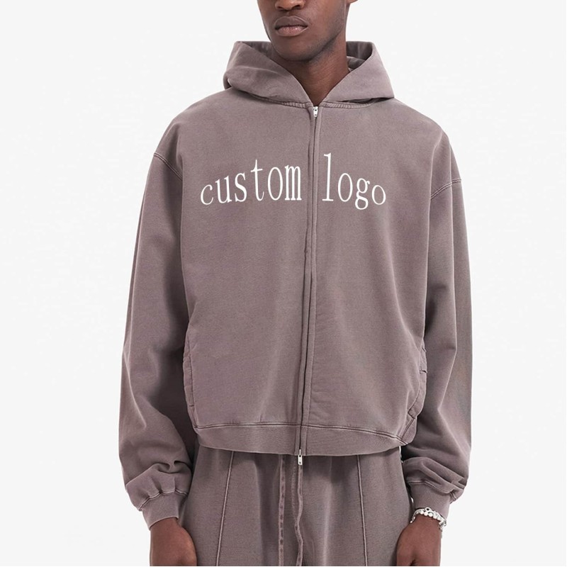 Vintage Mens Hoodie Set Acid Wash Zip Up Hoodie Set Streetwear