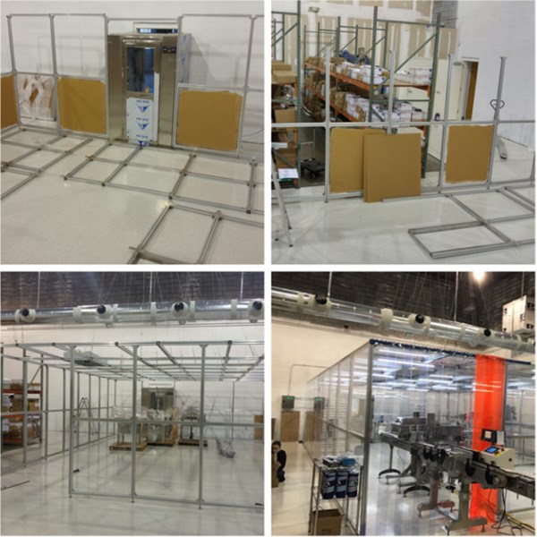 Class 10000 Modular Clean Room with SUS 304 Frame and 5mm Plexiglass Wall for Production