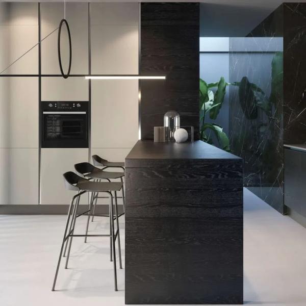 Armoires de cocina de madera de granos para villa