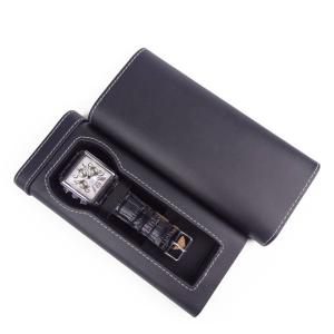 Scratch Resistant Black Leather Watch Box Open Window Design For Single Watch Storage