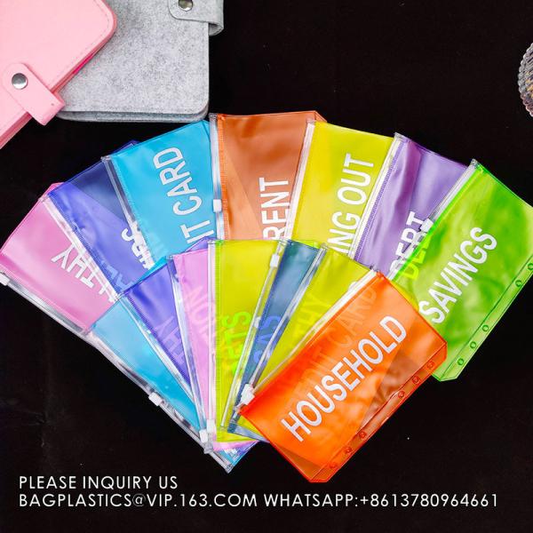 Cash Budget Envelopes For Budgeting Slider Zipper Binder Pouch Loose Leaf Bags Insert Pages Waterproof Document